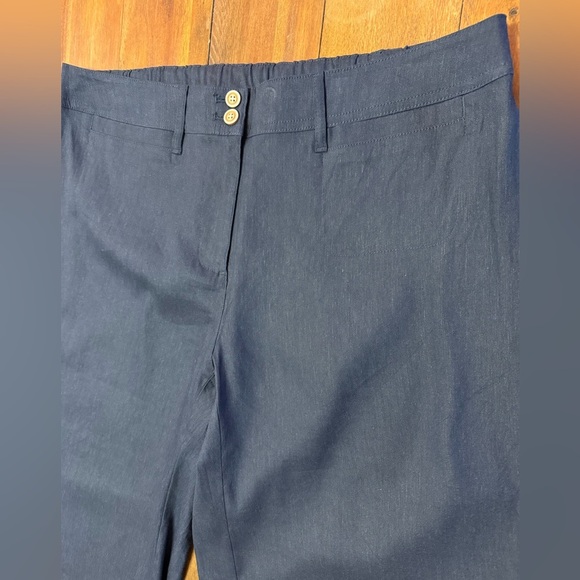 J.Jill Navy Blue Wide-Leg Capri Cropped Pants Flowy Linen Blend XLP (16-18) NWT - Picture 2 of 6
